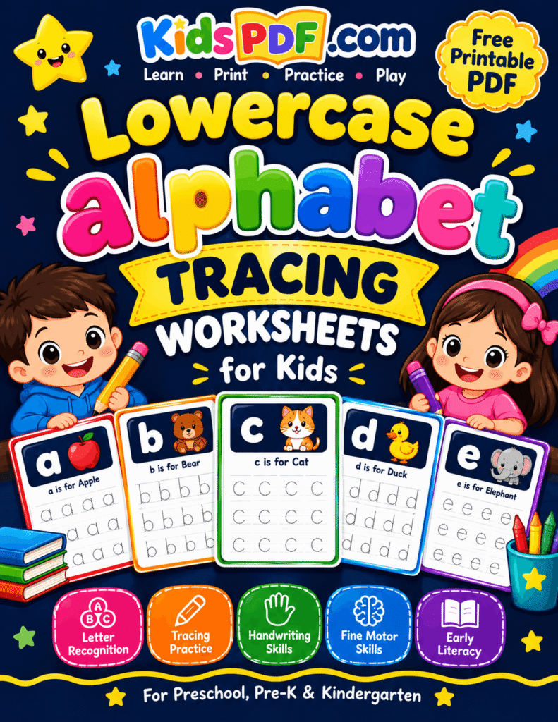Lowercase Alphabet Tracing Worksheets a–z for Kids