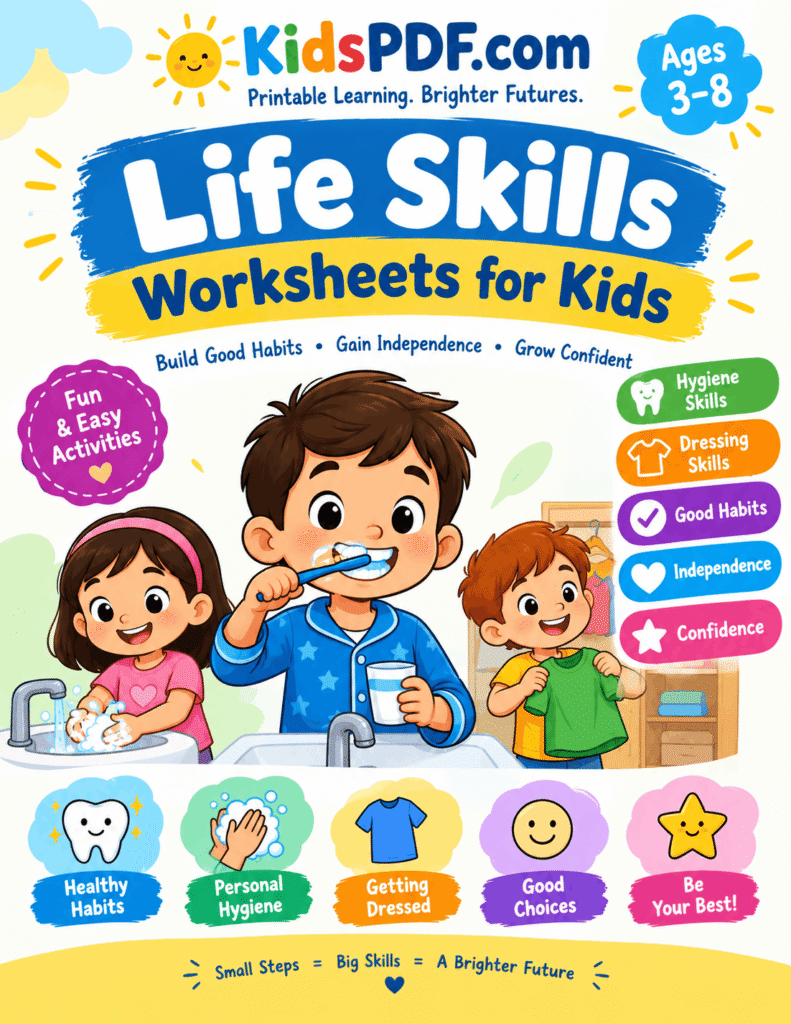 Free Life Skills Worksheets for Kids Ages 3–8 – Printable PDF