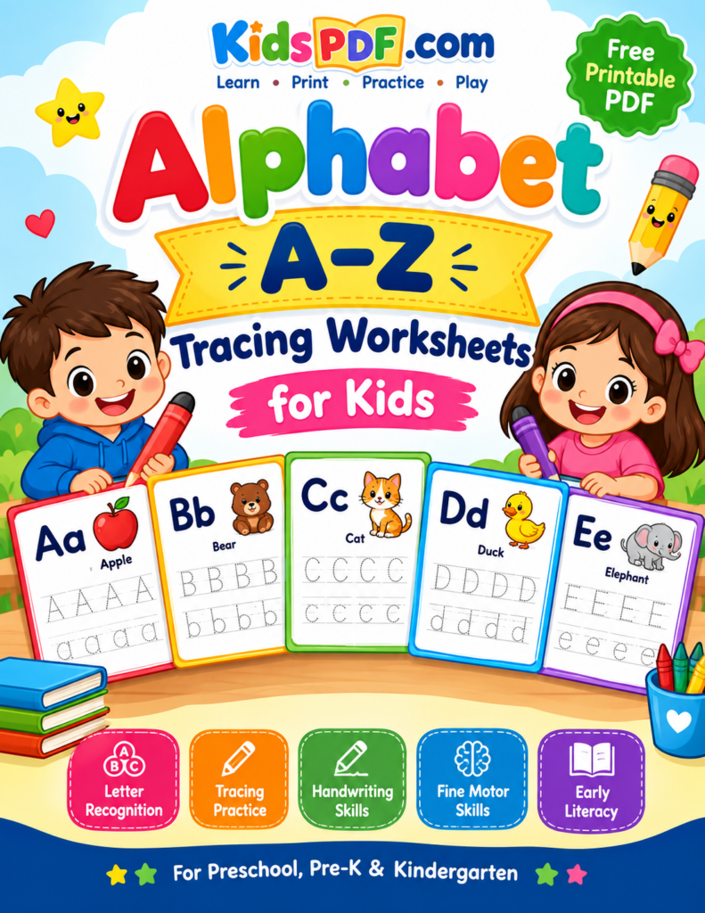 Alphabet A–Z Tracing Worksheets for Kids | Free Printable Letter Tracing PDF